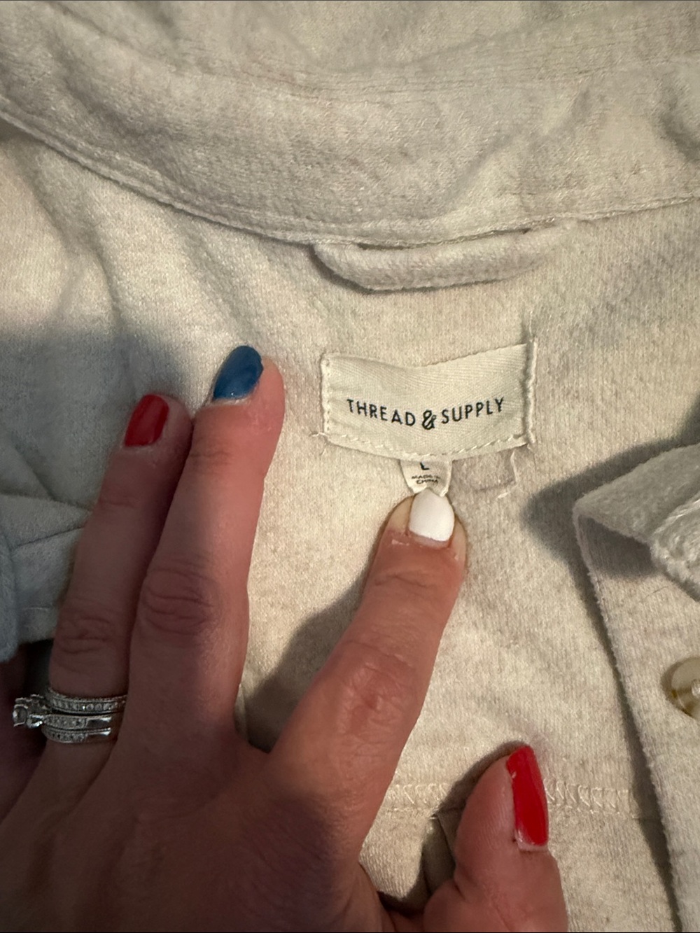 Thread & Supply Off-White Button Front Shirt Jacket - Picture 2 of 3